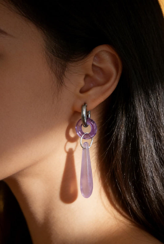 Chinoiserie Pink Jade Buckle Earrings,Lumivault.