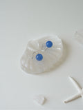 Natural Blue Agate Silver Earrings,Lumivault.