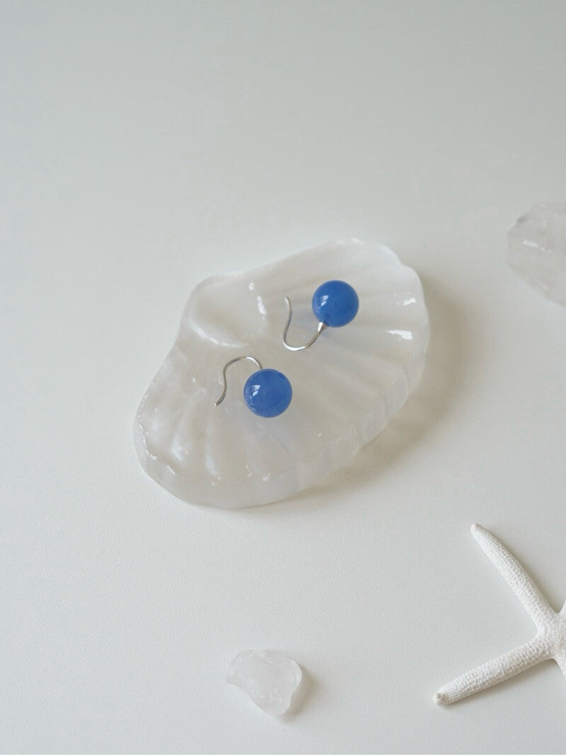 Natural Blue Agate Silver Earrings,Lumivault.