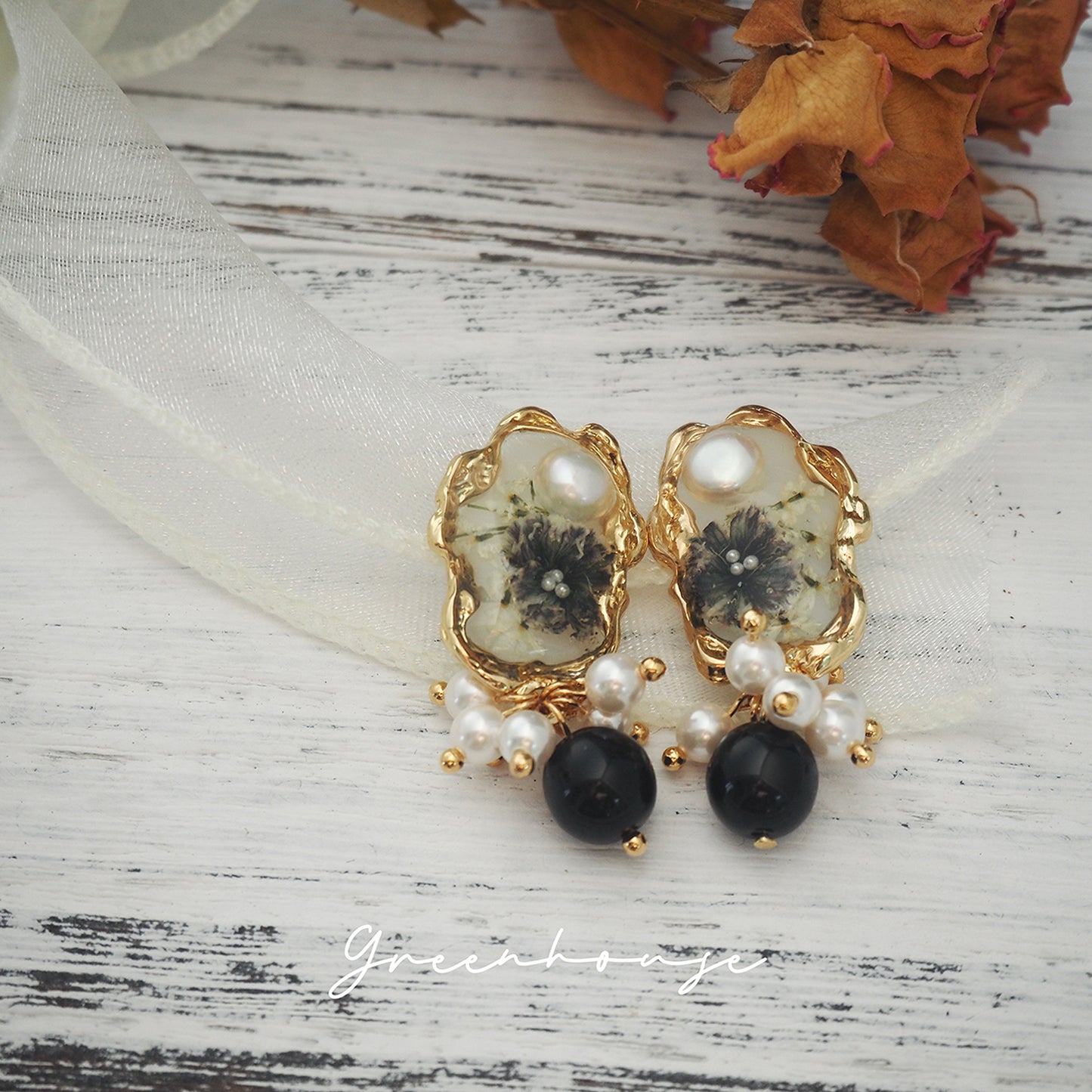 Vintage Gypsophila Pearl Earrings