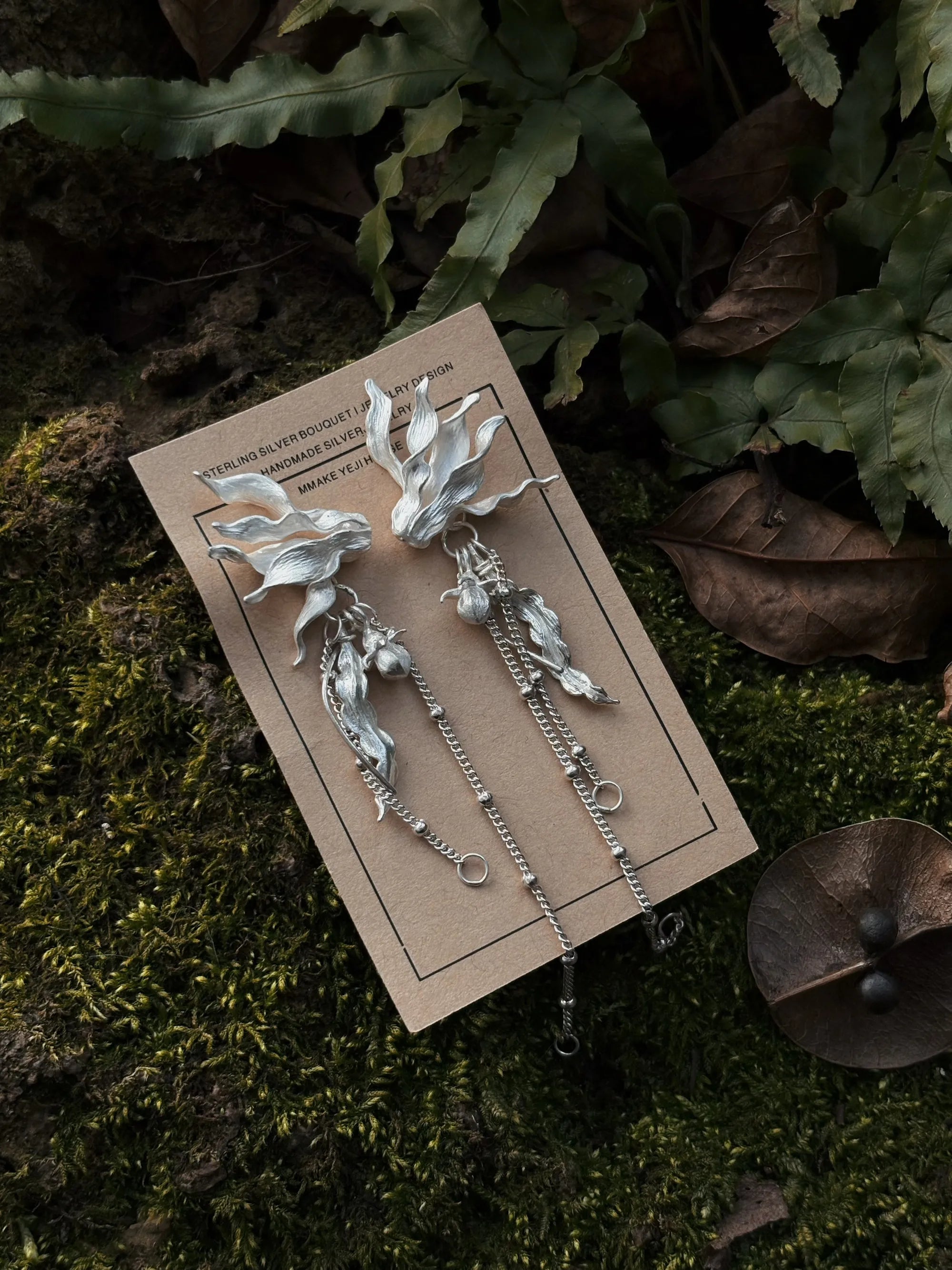 Sterling Silver Cyclamen Earrings,Lumivault.