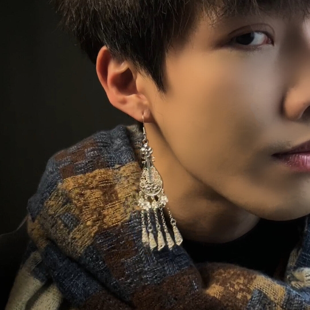 Courtly Lute Vintage Tassel Earrings