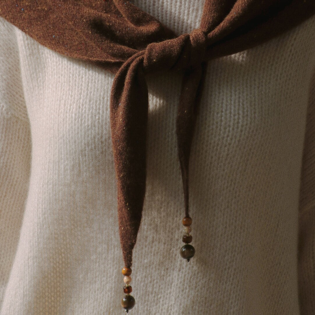 Woven Warmth Hand‑Knitted Wool Triangle Scarf