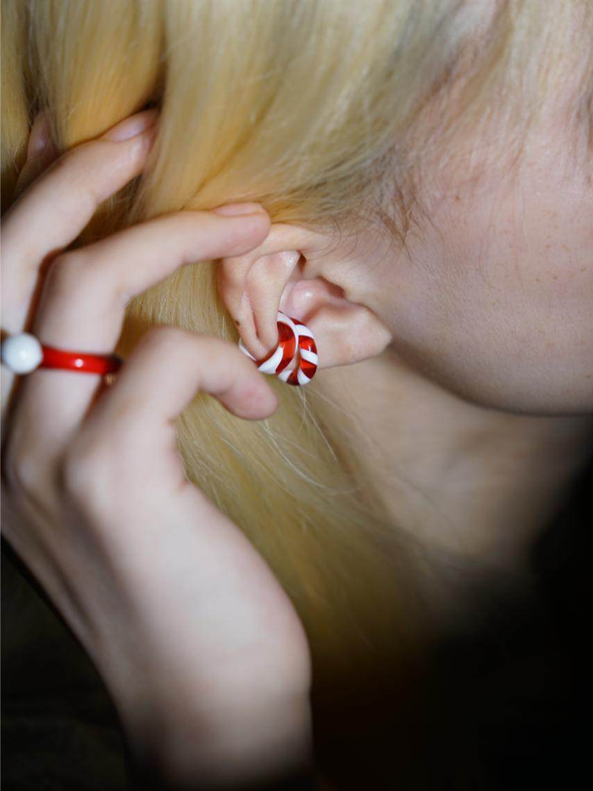 Candy Loop Glass Ear Cuff Ring,Lumivault.