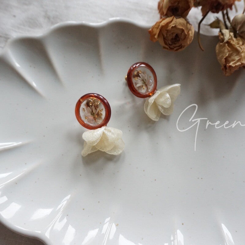 Amber Blossom Resin Earrings,Lumivault.