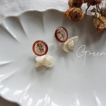 Amber Blossom Resin Earrings