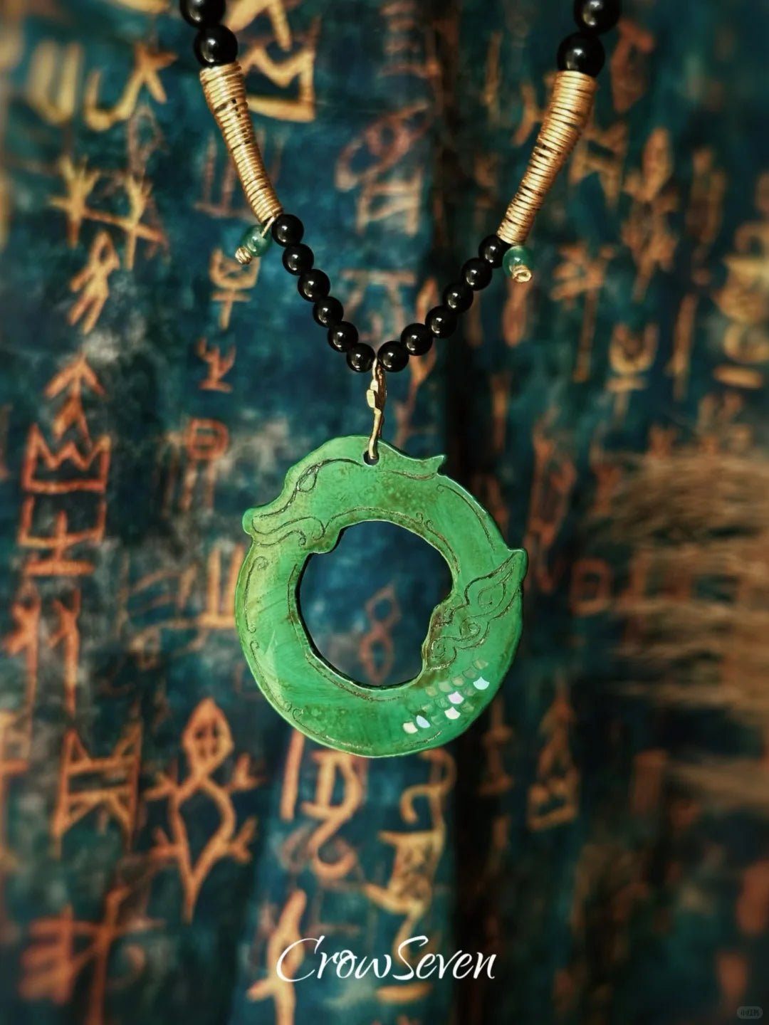 Gragon Lacquer Pendant Necklace,Lumivault.