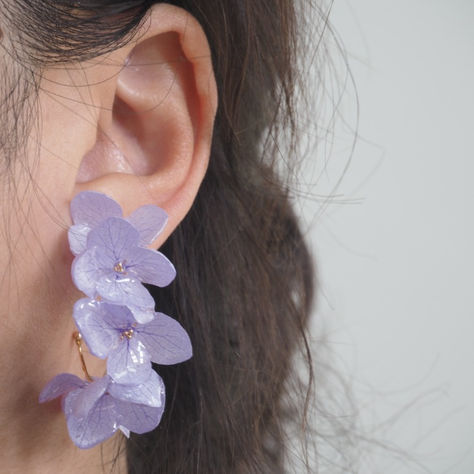 Hydrangea Earrings,Purple,Lumivault.