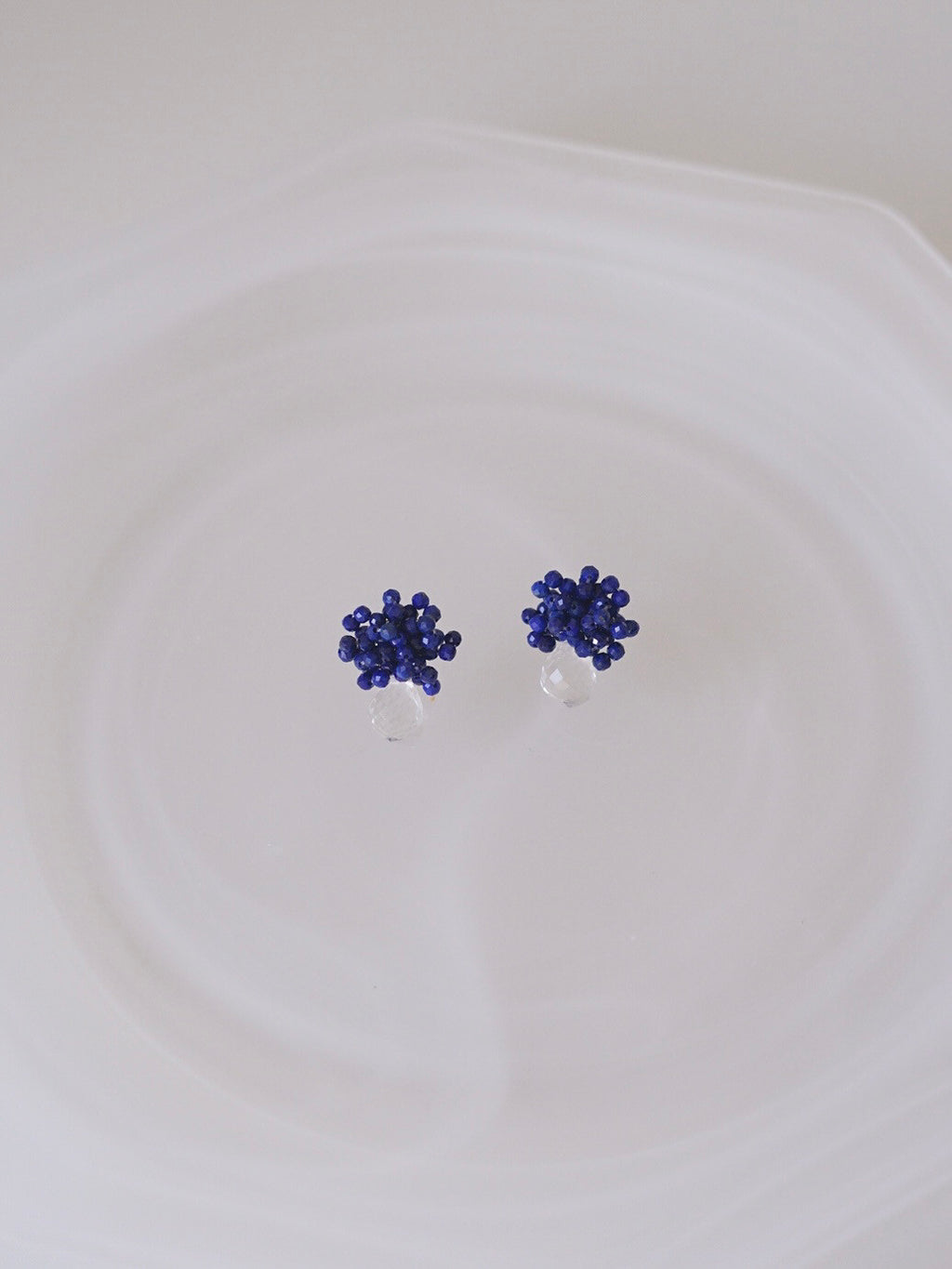 Original Blue Flower Cluster Crystal Earrings,Lumivault.