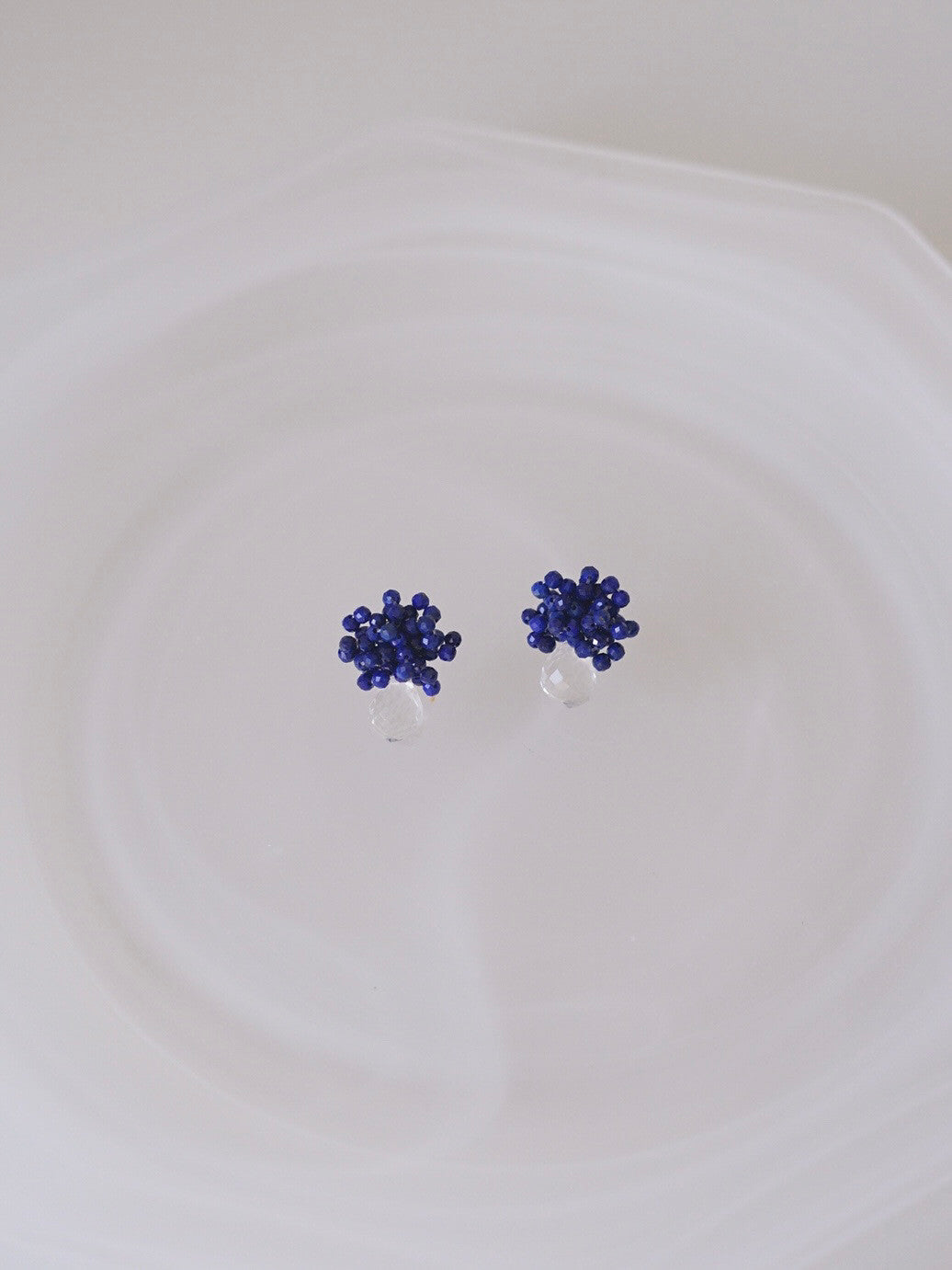 Original Blue Flower Cluster Crystal Earrings,Lumivault.