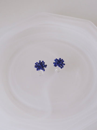 Original Blue Flower Cluster Crystal Earrings