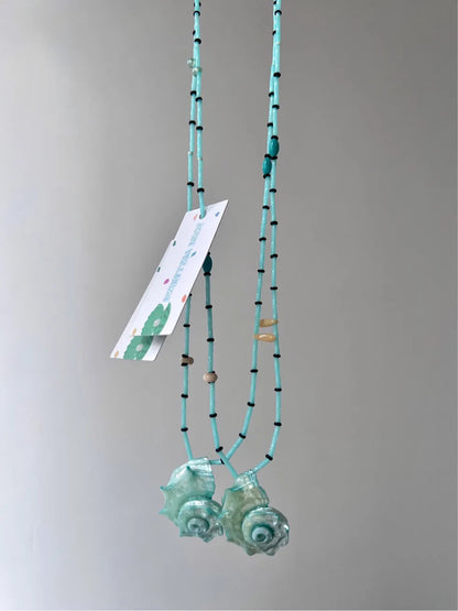 Summer Mint Green Conch Beaded Necklace,Lumivault.