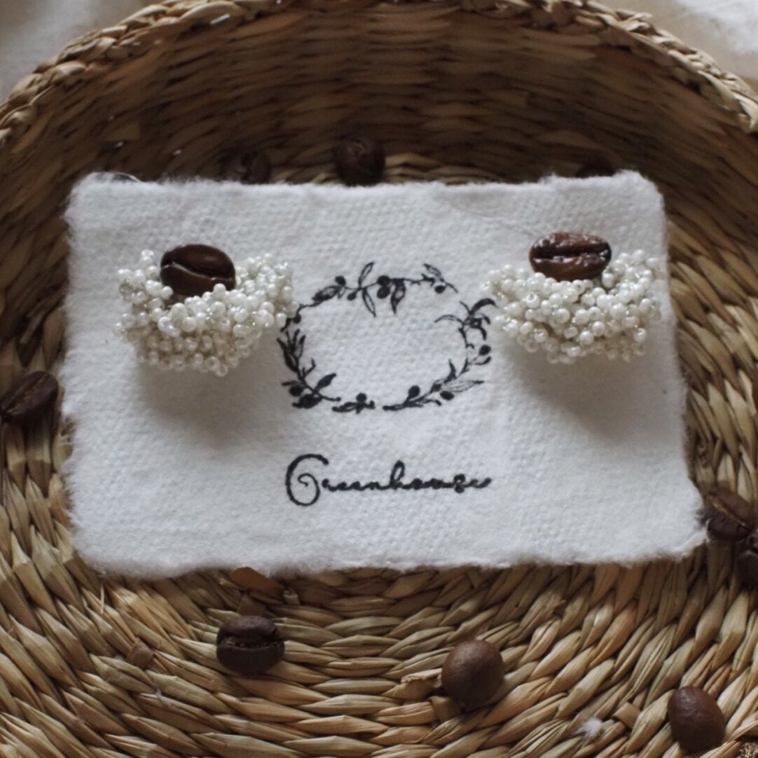 Coffee&Lace Beaded Earrings,Lumivault.