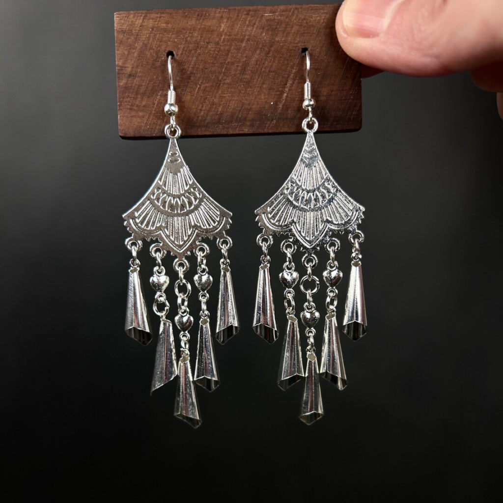 Silent Fan & Bell Drop Earrings,Lumivault.