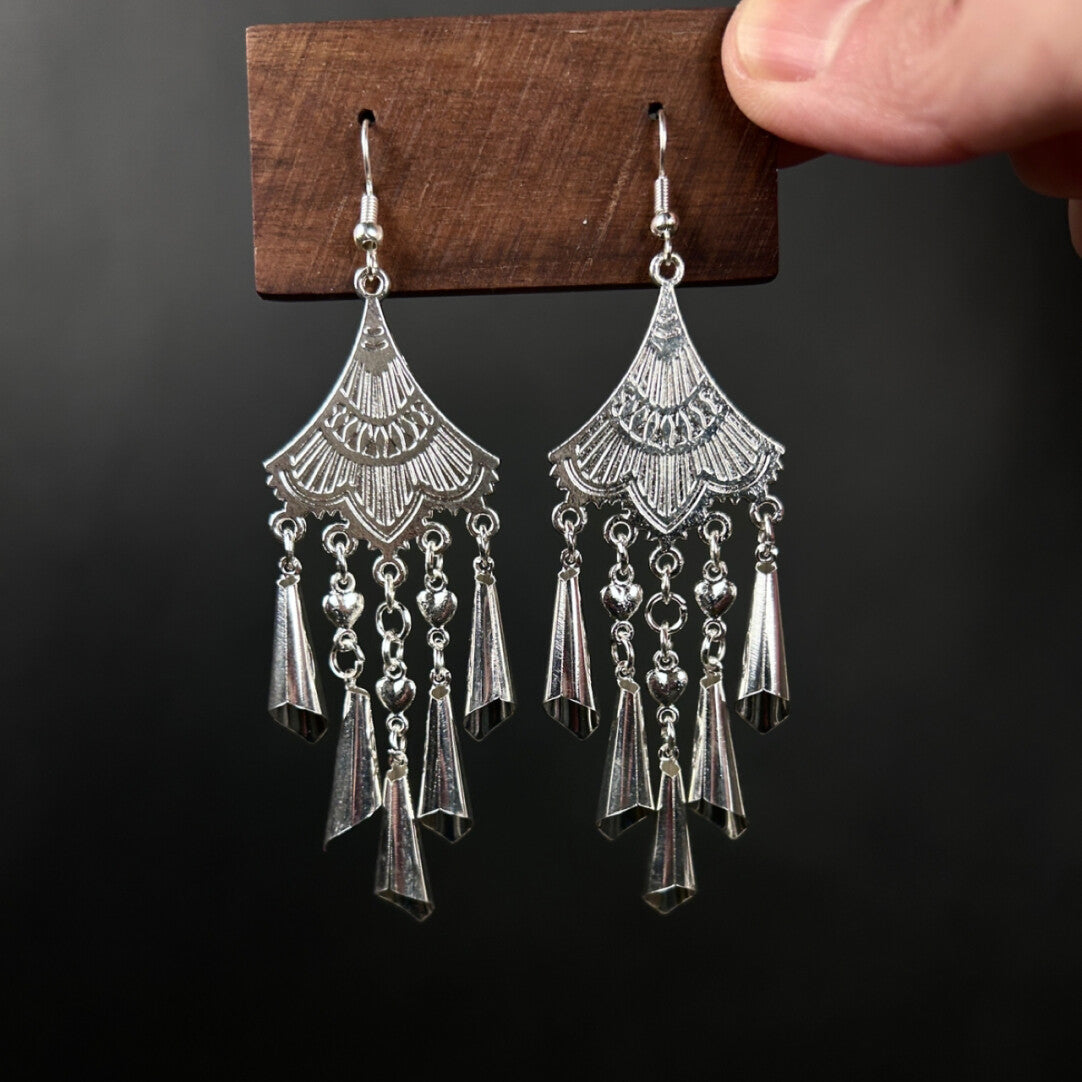 Silent Fan & Bell Drop Earrings,Lumivault.