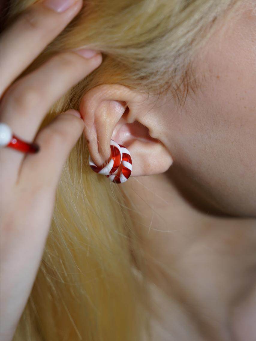 Candy Loop Glass Ear Cuff Ring