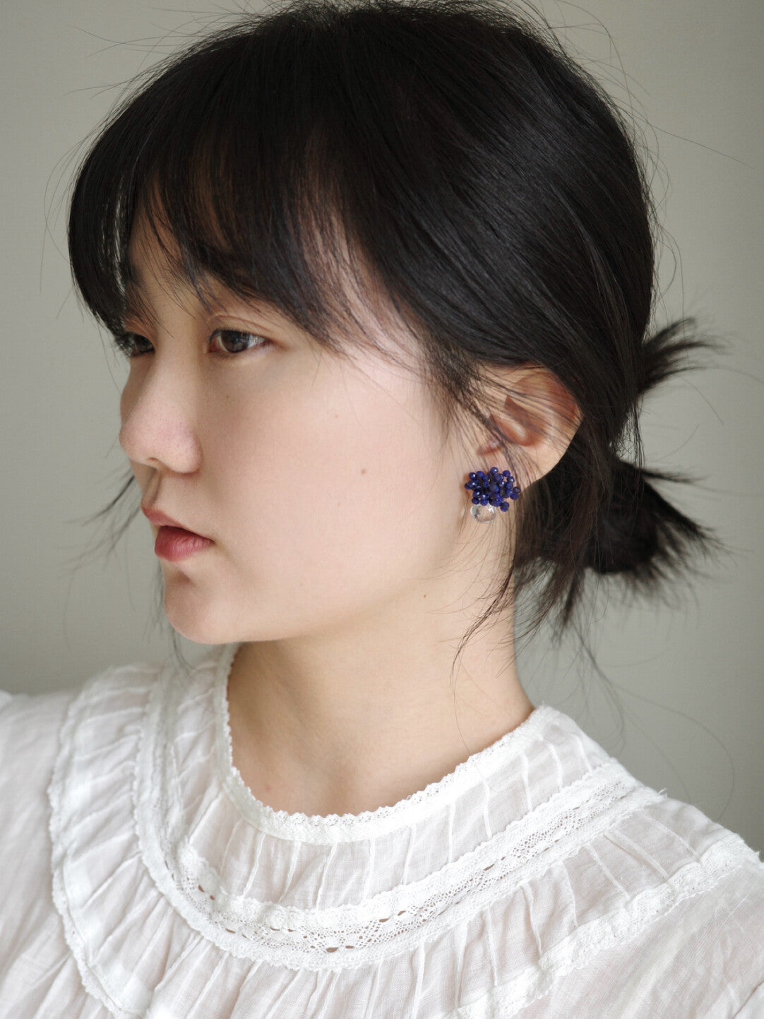 Original Blue Flower Cluster Crystal Earrings,Lumivault.