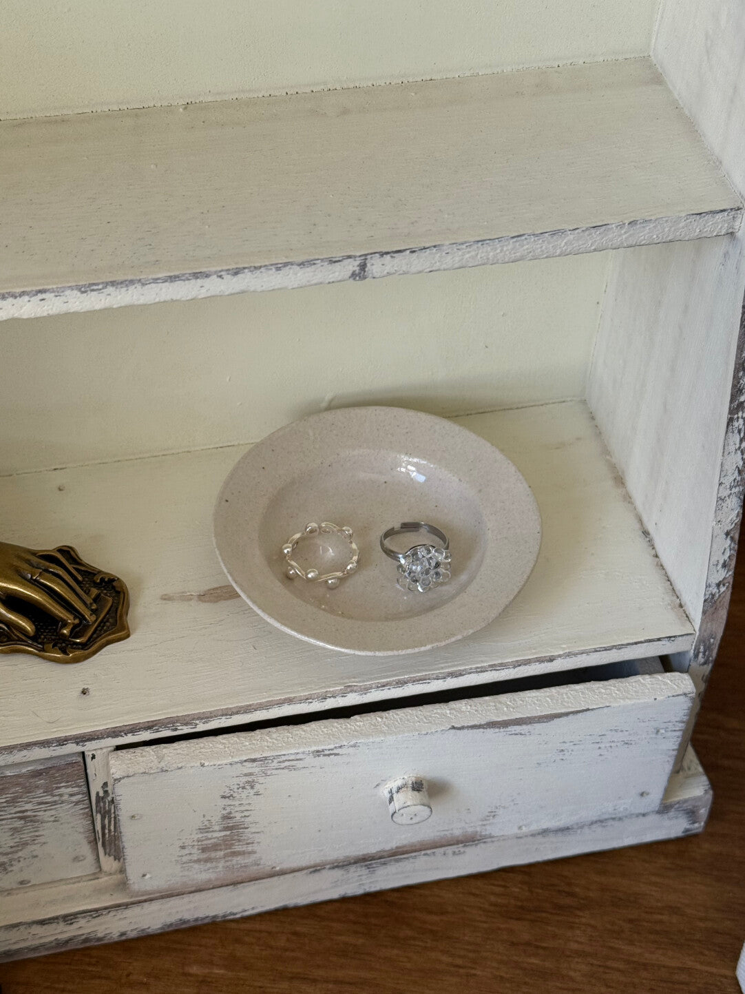 Gentle Dewdrop Beaded Open Ring