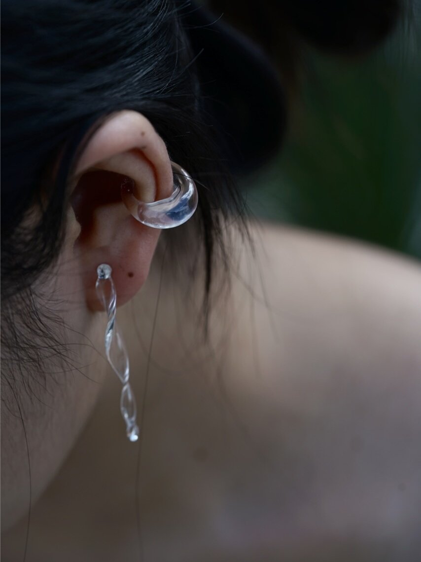 Wave Glass Earrings,A Clip & Studs,Lumivault.