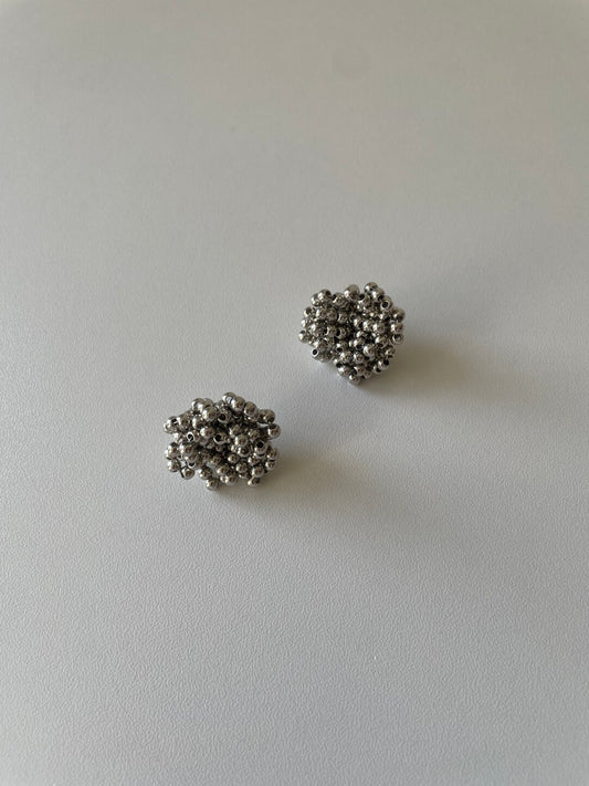 Silver Flower Beaded Earrings