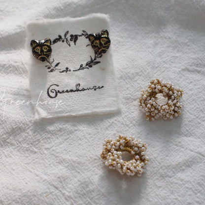 Beaded Cat Portrait Beaded Earrings