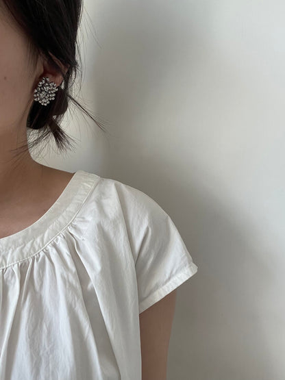 Silver Flower Beaded Earrings