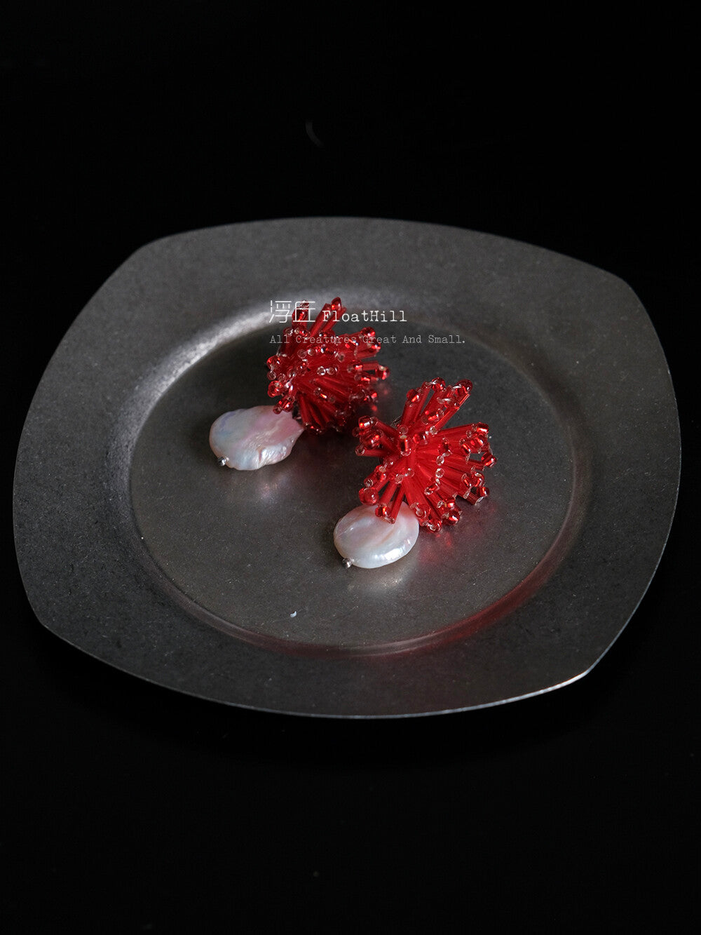 Fireworks Handmade Beaded Earrings,Red,Lumivault.