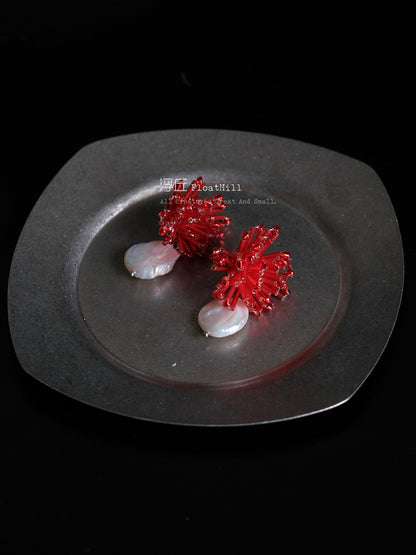 Fireworks Handmade Beaded Earrings