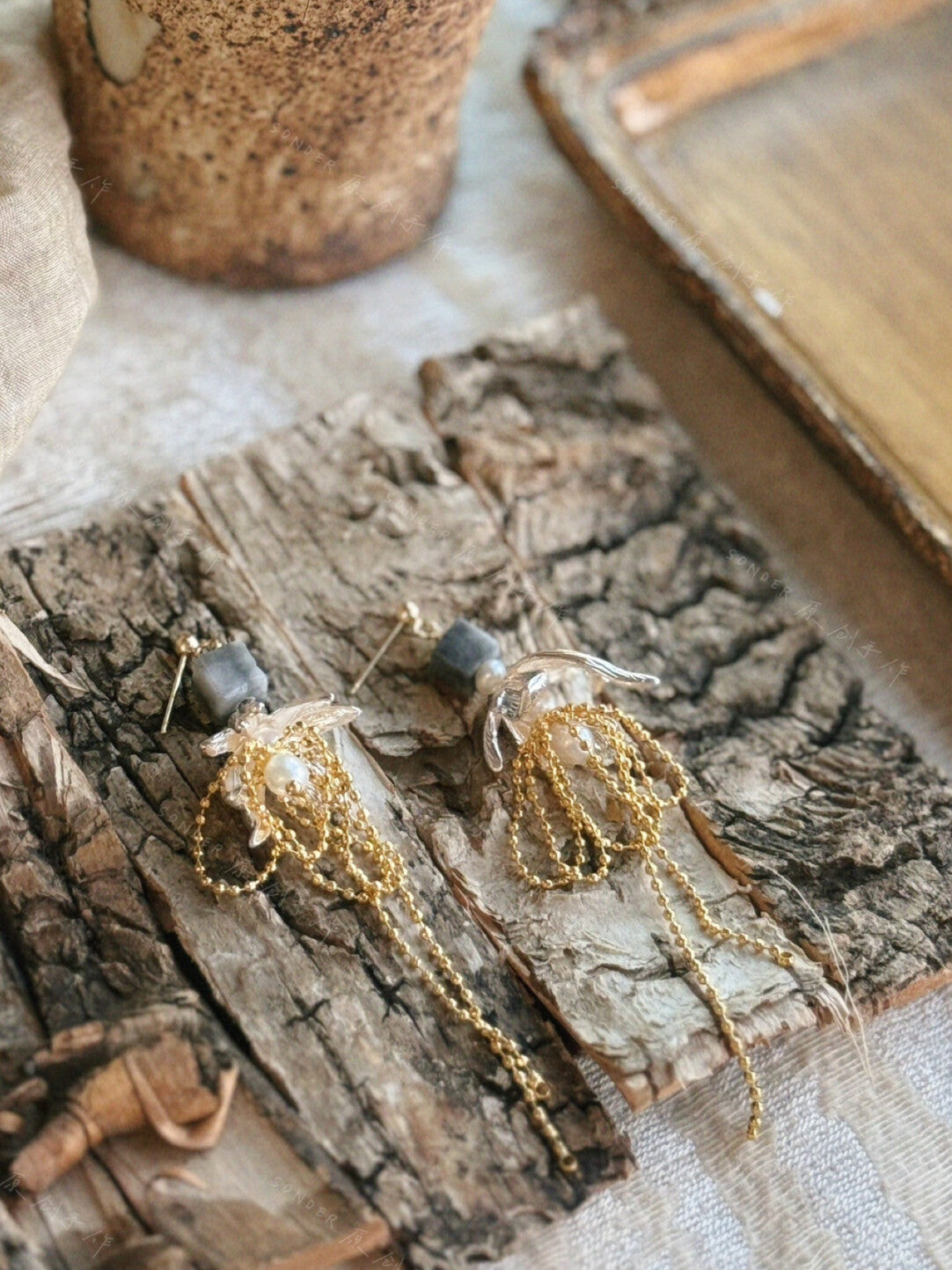 Ink White Butterfly Pearl Earrings,Lumivault.