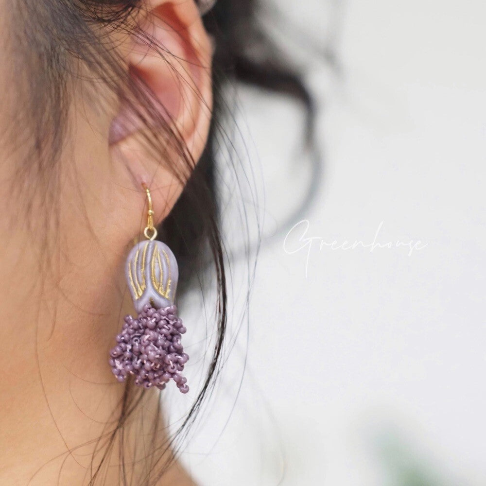 Crochet Tulip Drops Beaded Earrings,Lumivault.