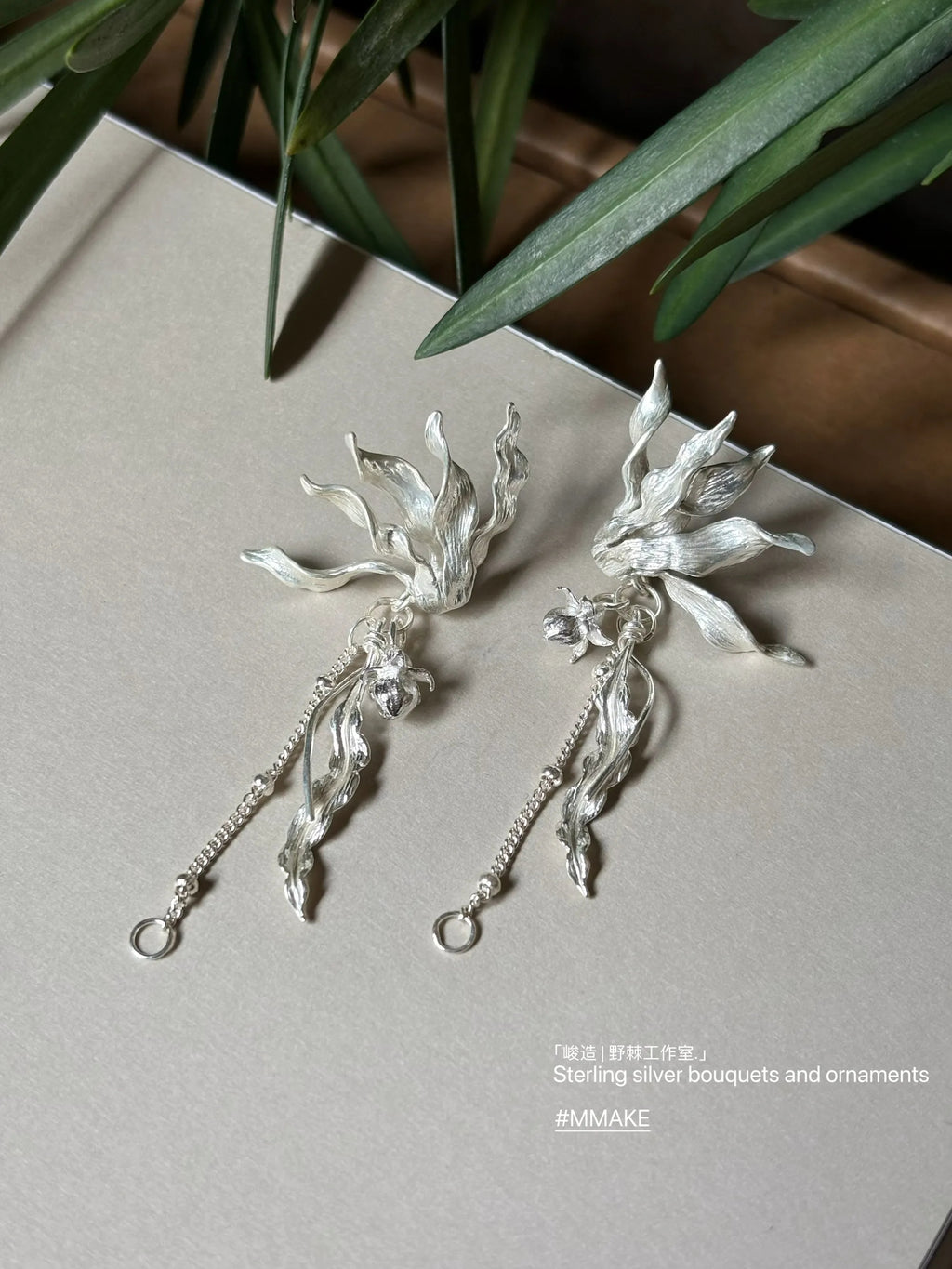 Sterling Silver Cyclamen Earrings,Lumivault.
