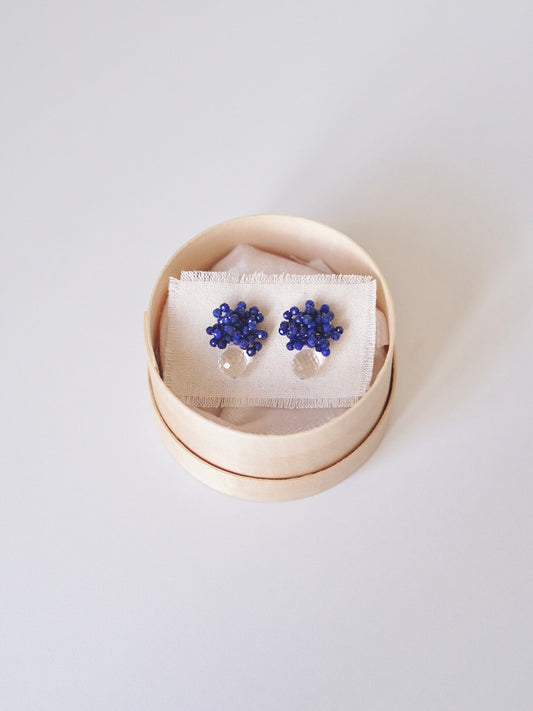Original Blue Flower Cluster Crystal Earrings