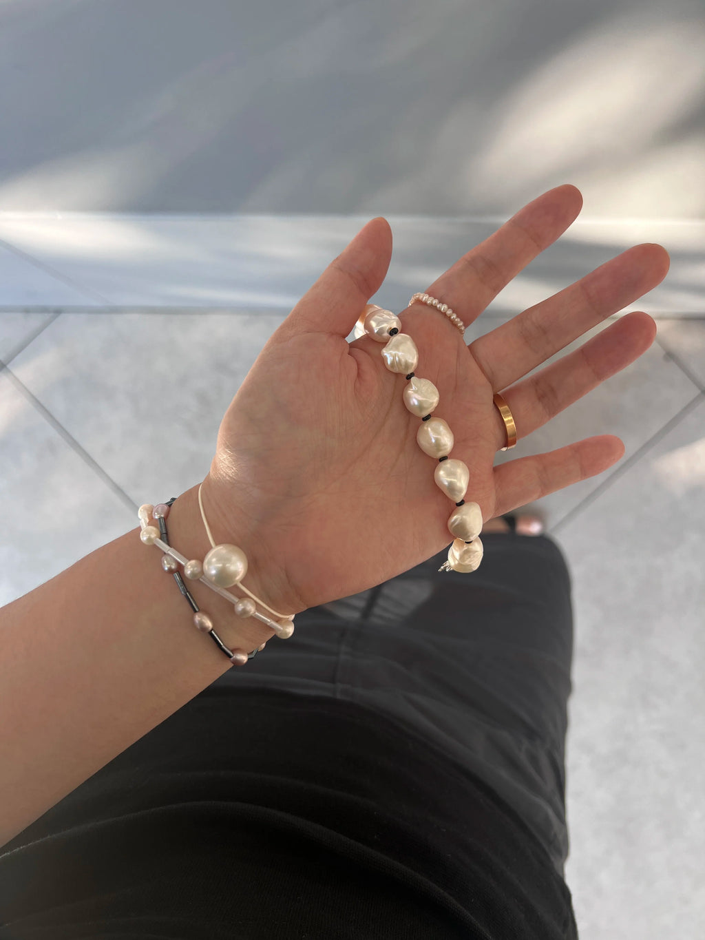 Handmade Pearl Stacked Beaded Bracelet,Lumivault.