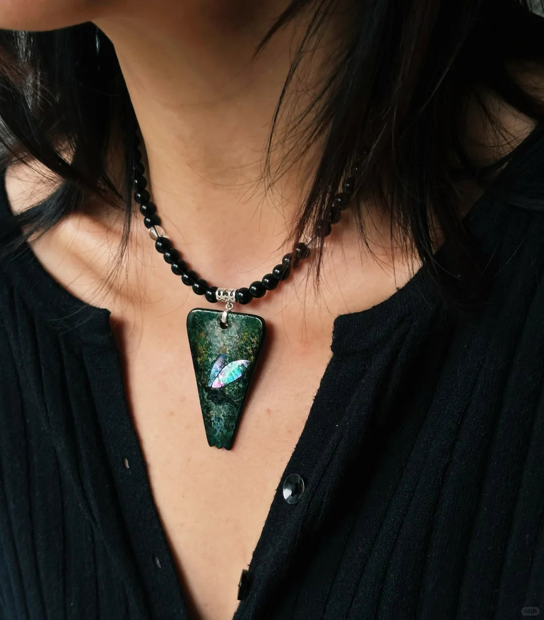 Silver Waterfall Star Stream Lacquer Necklace,Lumivault.