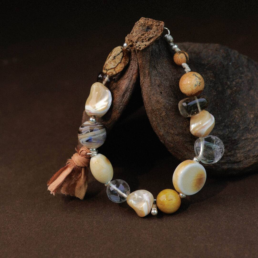 Mocha Beaded Bracelet,Lumivault.