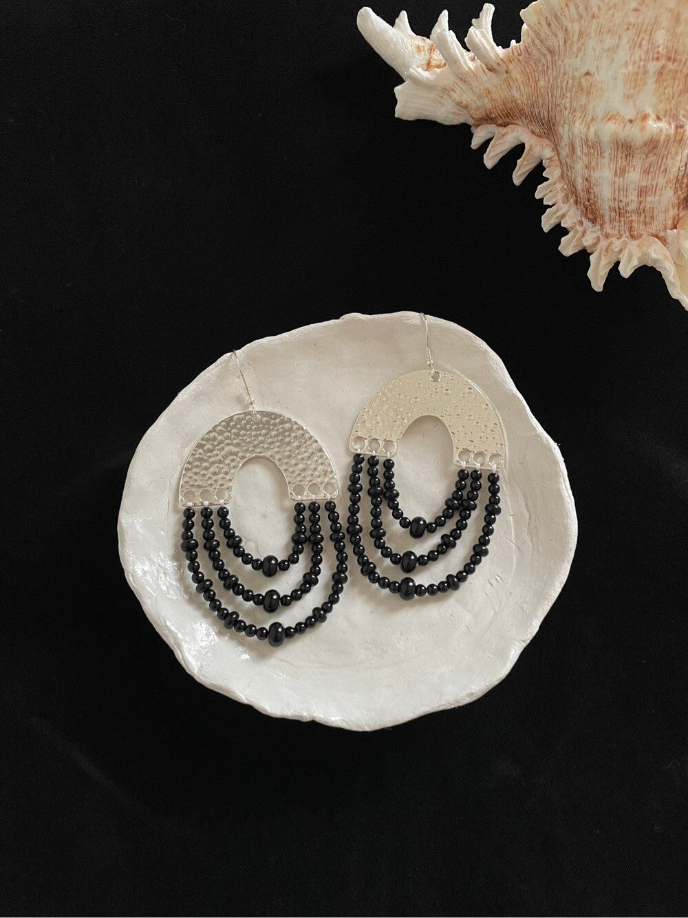 Original Black Onyx Exaggerated Earrings,Lumivault.