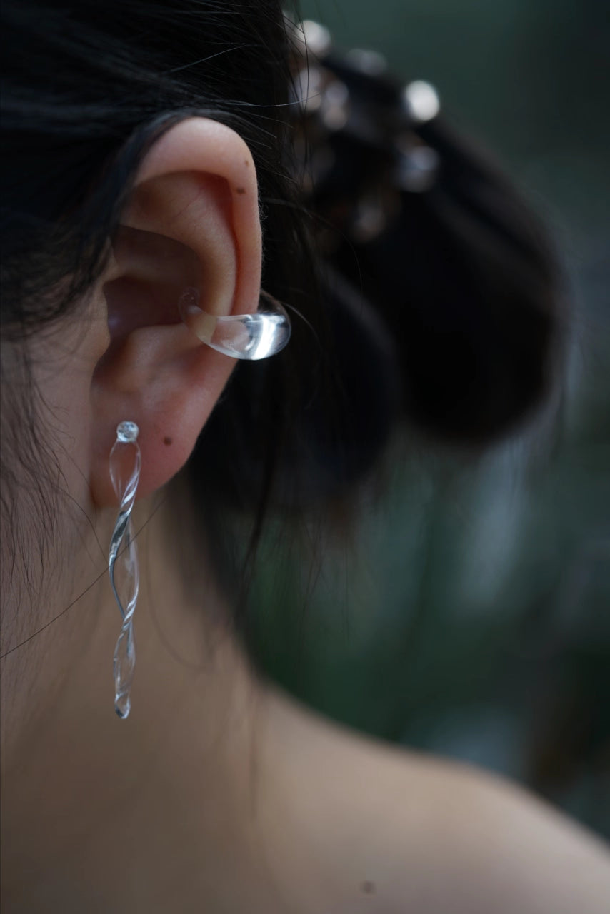 Wave Glass Earrings,A Clip,Lumivault.