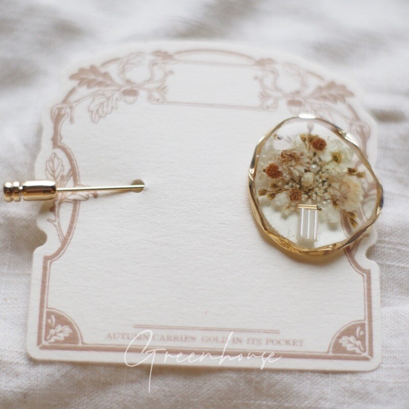 Pressed Bouquet Resin Brooch,Lumivault.