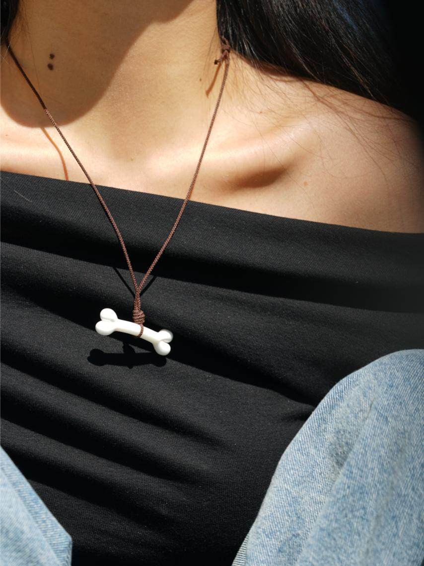 Pup's Bone Glass Necklace,Lumivault.