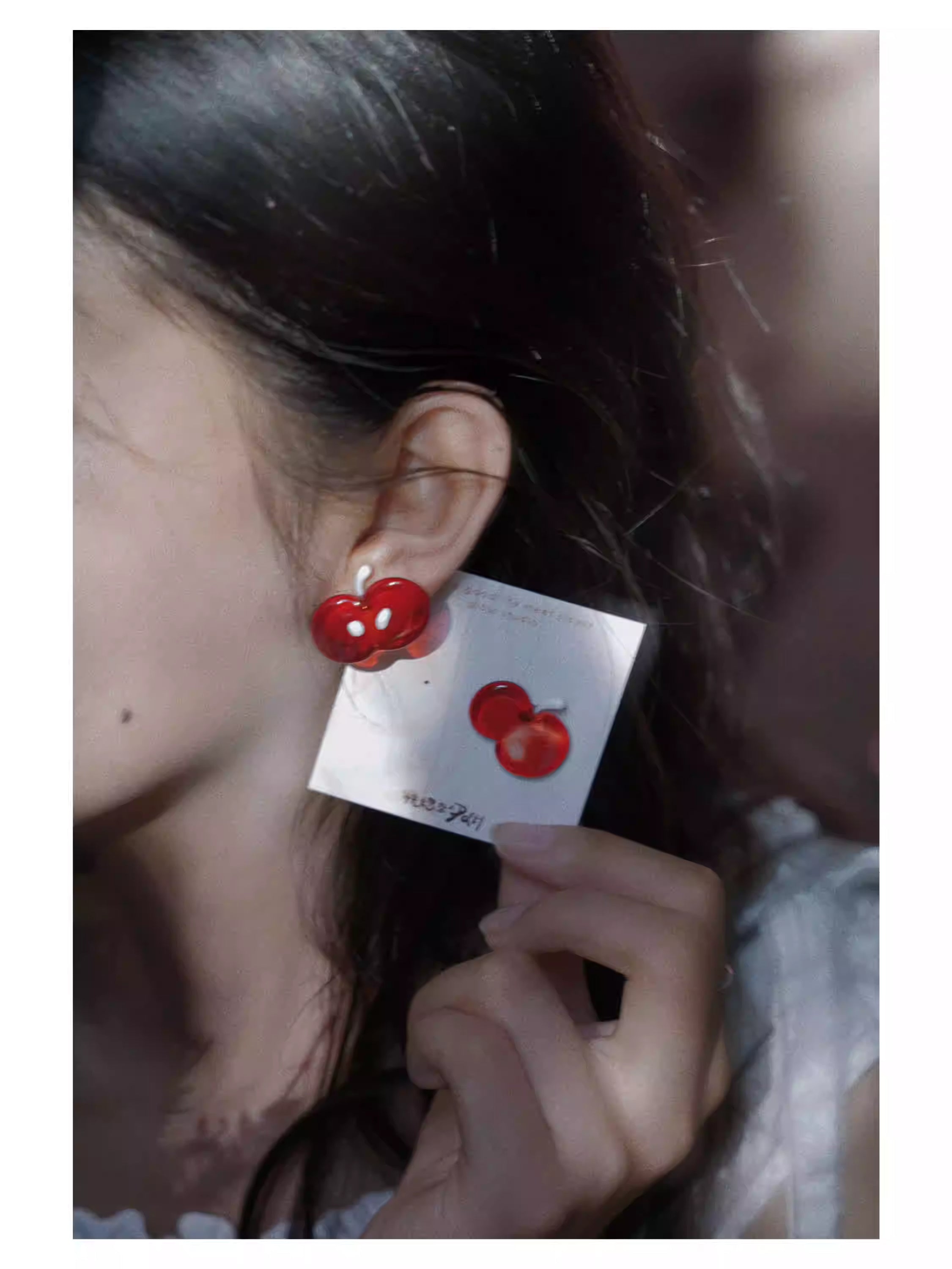 Red Apple Glass Earrings,Lumivault.