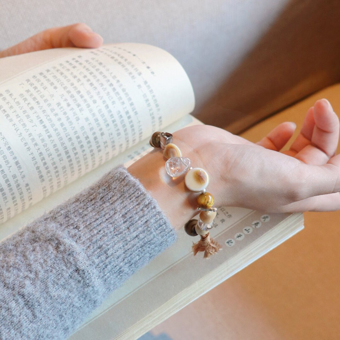 Mocha Beaded Bracelet,Lumivault.