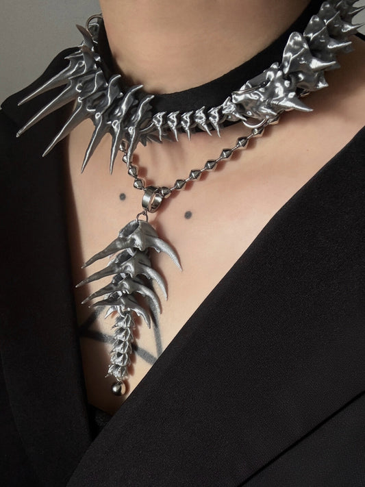 Vertebrae Hand Tie Necklace