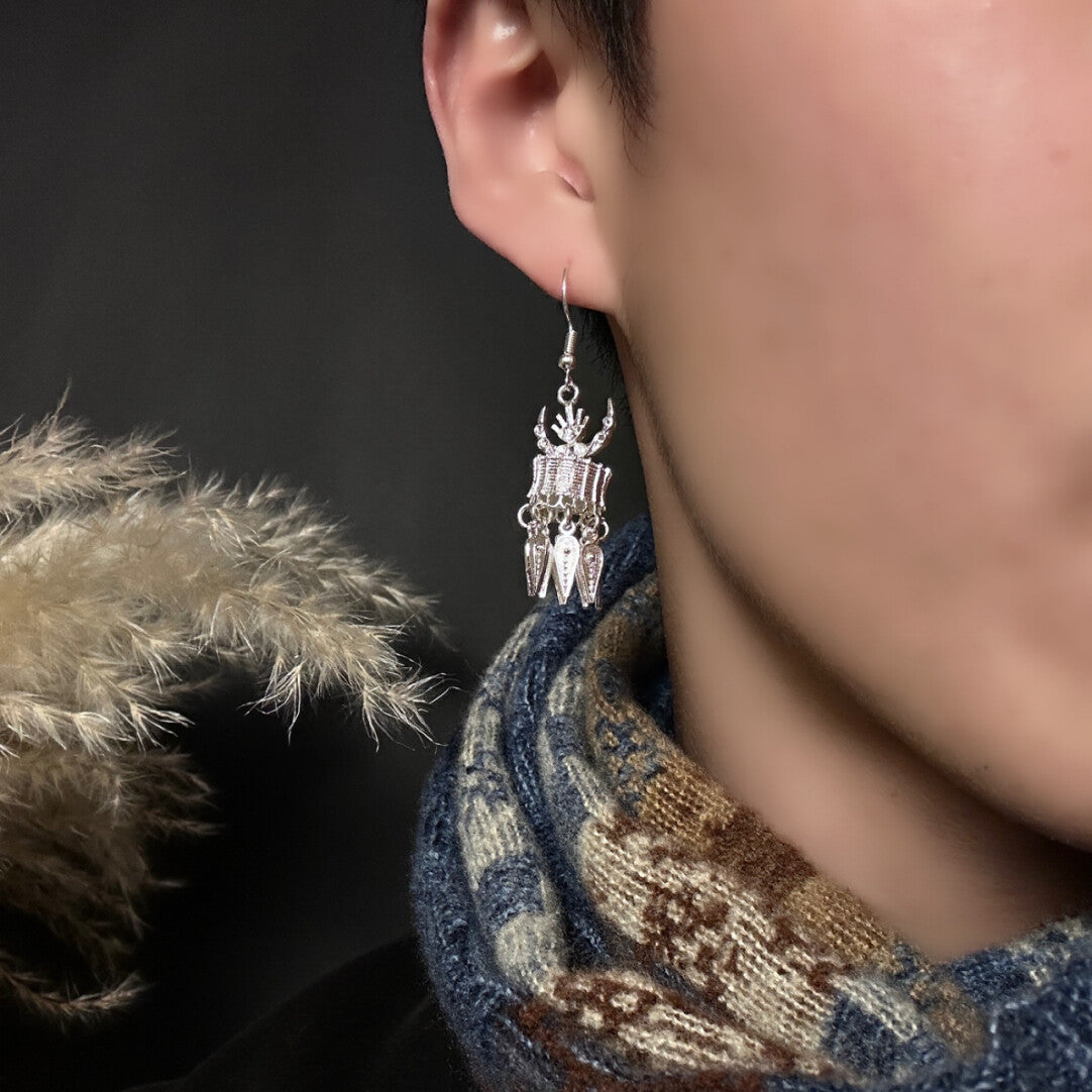 Short Horn Hat Ethnic Style Drop Earrings,Lumivault.