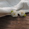 Camellia Flower Earrings,White / Studs,Lumivault.