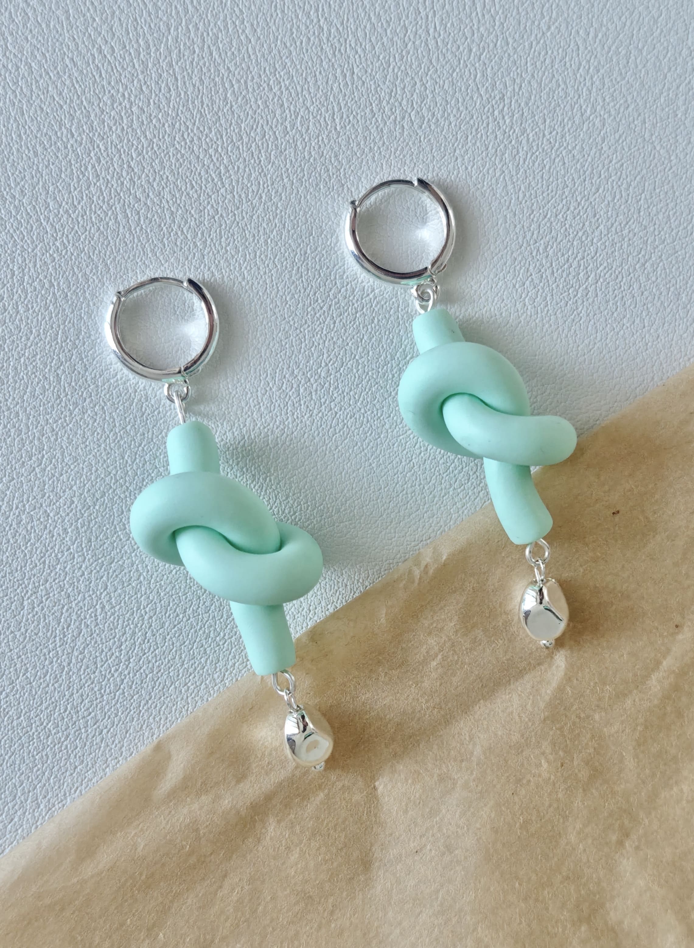 Long Knot Earrings,Green / Studs,Lumivault.