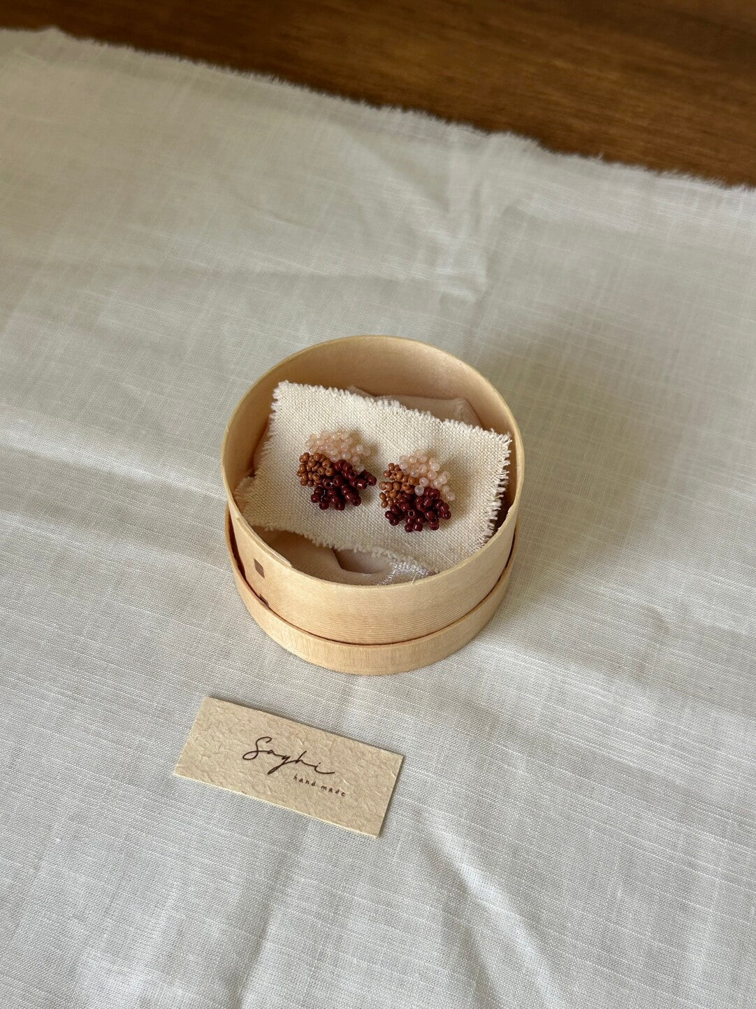 Original Retro Pink-Brown Beaded Earrings