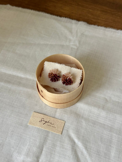 Original Retro Pink-Brown Beaded Earrings