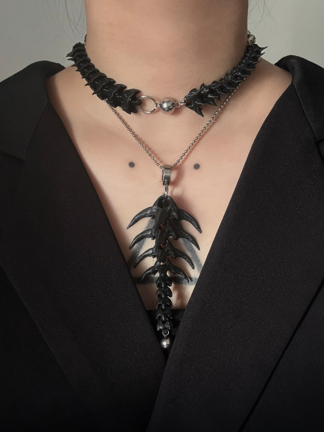 Collar of Vertebrae & Beads Choker,Lumivault.