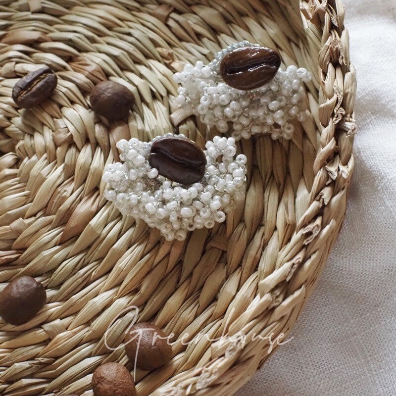 Coffee&Lace Beaded Earrings,Lumivault.