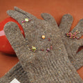 Palm Theater Wool Touchscreen Gloves,Brown,Lumivault.